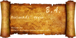 Balaskó Anna névjegykártya