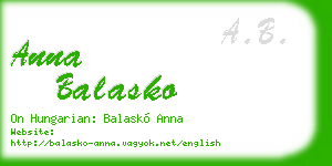 anna balasko business card
